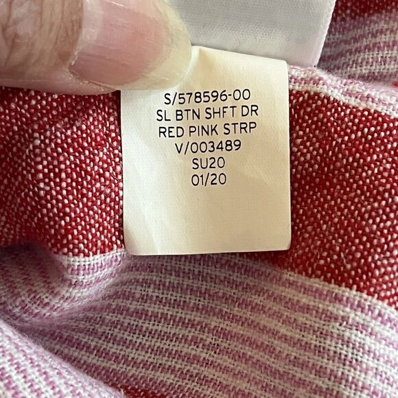 Gap Women's Sleeveless Button Up Linen Blend Striped Red Shift SZ XL - Picture 6 of 8